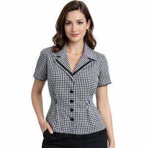 Vex Classic Black and White Cotton Gingham Jacket/Top